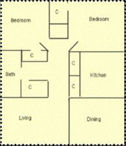 Two Bedroom / One Bath - 764 Sq. Ft.*